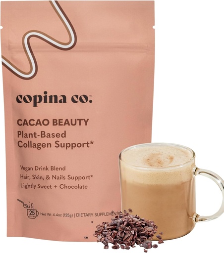 [BRSROGAKBANRGDLK] Copina Co. Cacao Beauty Vegan Collagen Booster Drink Blend: Plant-Based Collagen Support Smoothie Drink Vegan Creamy Blend | Cacao Flavor | 1 Bag - 25 Servings per Bag