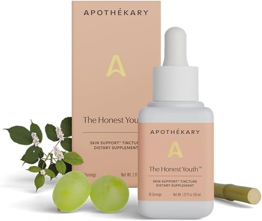 [BRSROCT3OQHQMCLH] Aothékary Honest Youth, Collagen Support Herbal Liquid Drops - 100% Herbal Skin Health, Sugar Free, Vegan, Reishi və Tremella Mushroom ilə maye Collagen - 30 Xidmət - 1.22 fl oz