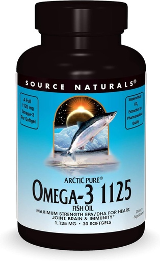 [BRSWIZQGAUJQCA32] Source Naturals ArcticPure Omega-3 Fish Oil 1125mg Ultra Potency Maximum Strength EPA + DHA for Heart, Joint, Brain & Immune Health - 30 Softgels