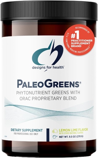 [BRSWIYQPAQJRC2T2] Designs for Health PaleoGreens - Over 90% Organic Green Shake Powder Barazkiak, Berries, Enzymes + Antioxidatzaileak - Non-GMO, Drink Mix, Lemon-Lime Flavor (30 zerbitzatu / 270g)