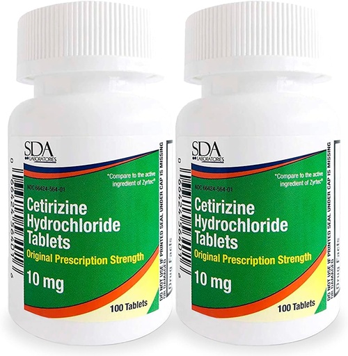 [BRSWGC33AEAWADTB] LABORATORIOS DE SDA Todo el día Medicina de las 24 horas de la alergia 100 cuentan Antihistamínico para las alergias, Pollen, Hay Fever, Dry, Itchy Eyes  Cetirizine HCl 10mg Tablets (Pack of 2)