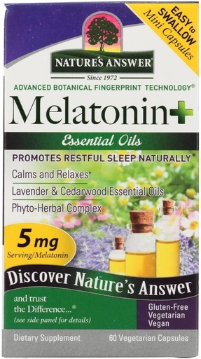 [BRSWGYAHO4PBM3DH] Respuesta de la naturaleza Melatonin+, 60 Conde Capsules Promueve el sueño resentido TENIDO Melatonina más Aceites esenciales calmas y relajaciones de lavanda