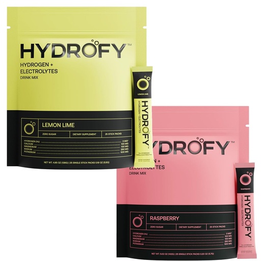 [BRSRACT6PMNBYCL4] Hydrogen Water + Electrolytes Drink Mix Raspberry and Lemon Lime Bundle 50 Servings | Superior Hydration Packets with Molecular Hydrogen (H2), Sodium, Potassium, Magnesium, Calcium, and Minerals