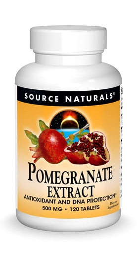 [BRSWIYYPCQIQC2AV] Source Naturals Pomegranate Extract 500mg Complete Whole Fruit Ellagic Acid Antioxidant & Added Fiber - 120 Tablets