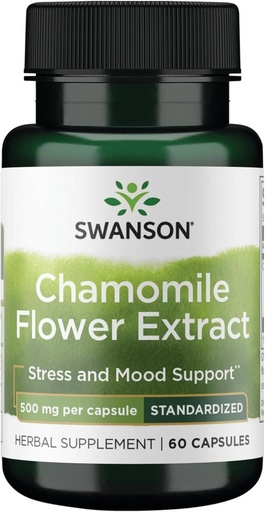 [BRSWIY36BQEB2FAV] Swanson Chamomile Flower Extract 500 Milligram Standardiserade till 1,2% Apigenin 6 mg per kapsel 60 kapslar