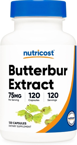 [BRSWGGAHAR5AACY7] מזון זולת Butterburמיצוי קפסולות (75mg) 120 קפסולות - Gluten Free, non-GMO, Vegetarian Friendly