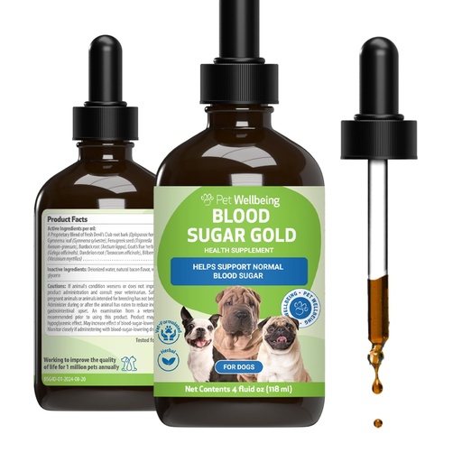 [BRSWGZAEBABRAFDL] Pet Wellbeing Blood Sugar Gold Dogs - Holistic Support for Healthy Blood Sugar Levels, Insulin Stabilization & Normal Pancreatic Function - NASC Certified & Vet-Formulated - 4 oz Liquid