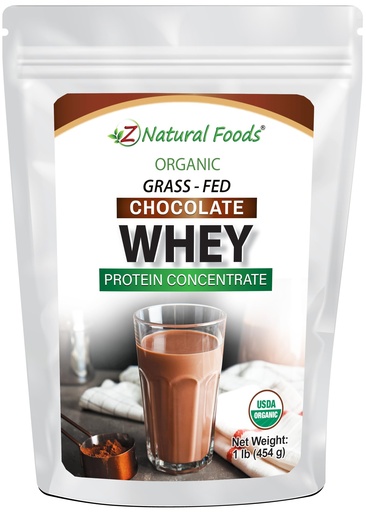 [BRSROHT6B57W2GTG] Organic Chocolate Whey Protein Powder Concentrate - Grass Fed & Raised in USA - Non GMO, Gluten Free & Undenatured - No Sugar Added, Sweetened With Stevia - No Hormones or Antibiotics - 1 lbs
