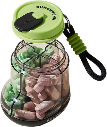 [BRSRAA3RO4NWG2T4] Pill Korraldaja, Kaasaskantavad Pill Dispenser, Vita-min Korraldaja, Reisijuhtum Ravim ja täiendus, Pill Sorter, Väike Pill Hoidja pudel 4 koosseisu