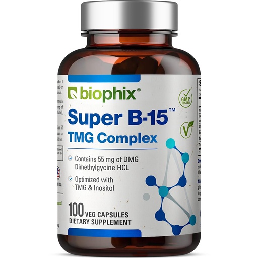[BRSWIEAZDFYG233G] biophix Super B-15 100 Veggie Caps - Niacin Calcium Choline Inositol DMG TMG - Supports Healthy Oxygen Energy Levels