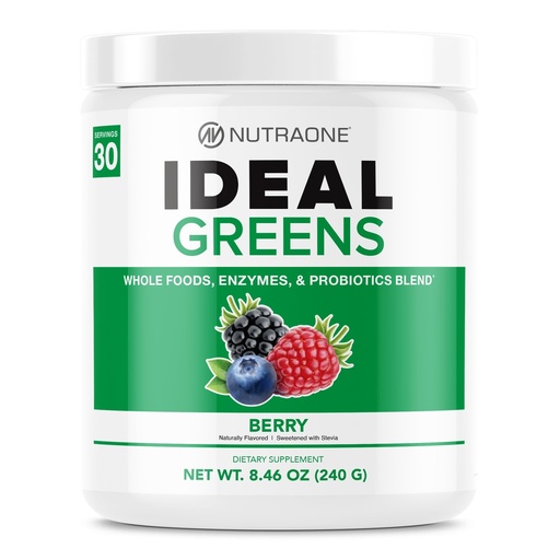 [BRSWGAIFB4IBUDTP] NutraOne Ideal Greens Antioxidant and Nutrient-Rich Superfood Greens Powder Supplement Berry- 30 Servings