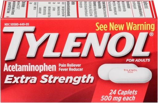 [BRSWIZY2BMGGKAY5] TYLENOL Extra Strength Acetaminophen 500 mg Caplets 24 each