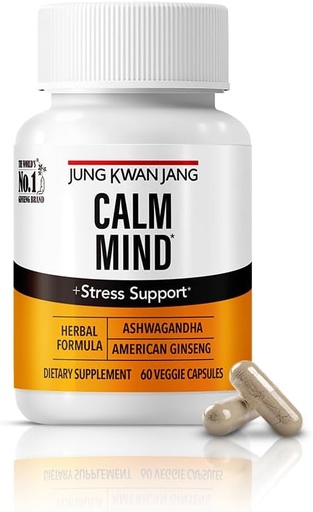 [BRSROGQCBUMWKEL4] JUNG KWAN JANG Calm Formula with Ashwagandha 300mg, American Ginseng 428mg and L theanine 204mg Supplement - 60 Capsule for Men and Women