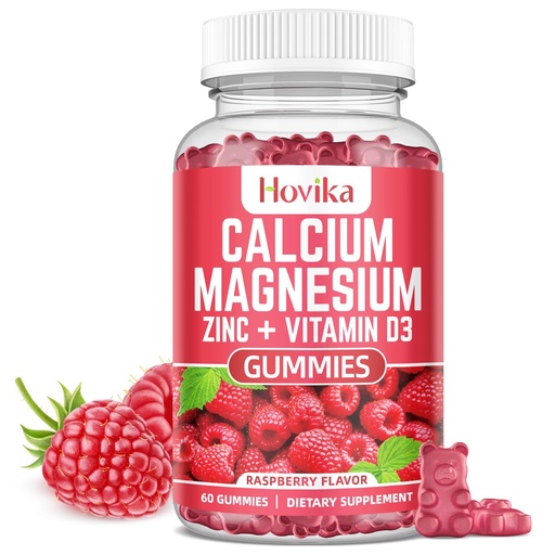 [BRSROGQLOUFRO3LA] Calcium Magnesium Zinc Gummies with Potassium Vitamin C, B6, D3, K2 - Calcium for Women & Men - Calcium Magnesium Zinc Multi Vitamin Supplement for Bones, Muscles, Teeth, Calm Mood & Immunity - 60 Cts