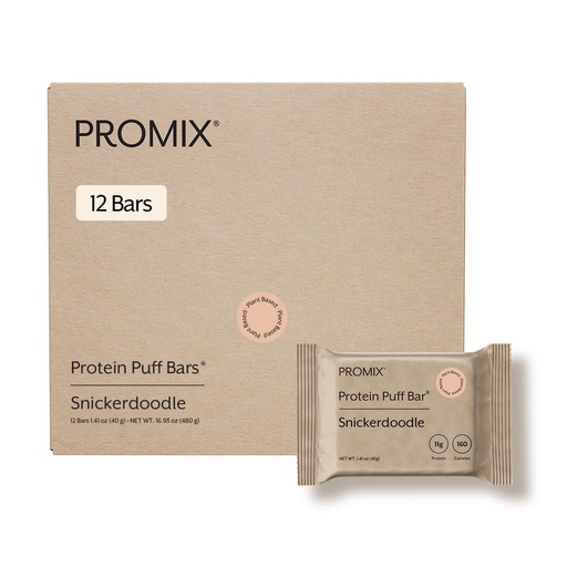 [BRSROZATO4NWOA3L] ProMix Nutrition Protein Plant Based Puff Bars - Snickerdoodle - Marshmallow Crispy Treat - High Protein & Low Calorie - 12 Bars