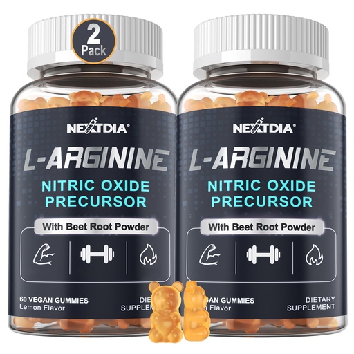 [BRSRAZQ5PMGQAH3L] Nextdia Sugar Free L Arginine Nitric Oxide Gummies 1300mg for Men & Women with L Citrulline, Beet Root, B3 | L Arginine L Citrulline Supplements | Vegan, 120 Counts