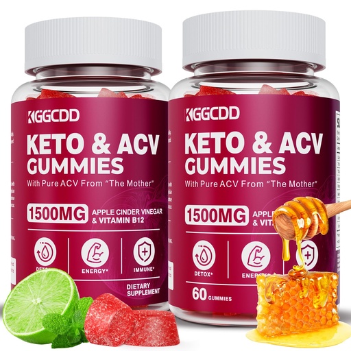 [BRSROAIPBAMAACL3] (2 Pack) Keto ACV Gummies1500MG Keto Gummies Apple Cider Vinegar Formulated with Pomegranate Beet Juice Powder B12 Vegan Non GMO 120 Gummys