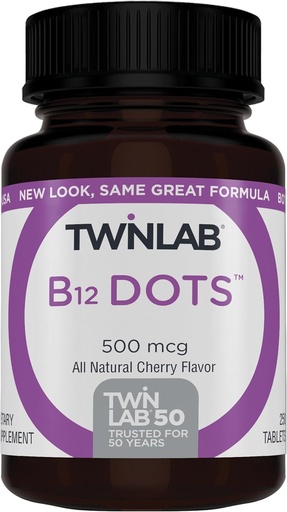 [BRSWIYTYOEOQKFQV] Twinlab B-12 pike - energijska proizvodna podpora dopolnila z vitaminom B12-500 μg, 250 tablet