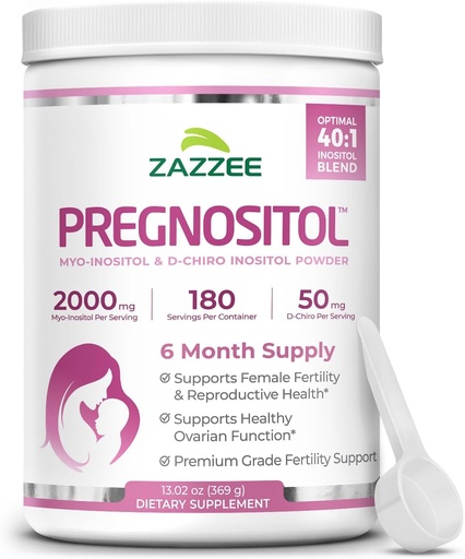 [BRSWGHAFA4BGGYA4] Zazzee PREGNOSITOL Powder, 6 Month Supply, Myo-Inositol and D-Chiro-Inositol 40:1 Fertility Blend, Free Scoop for Exact Dosage, Premium Balanced Formula, 183 Servings, Vegan, All-Natural and Non-GMO