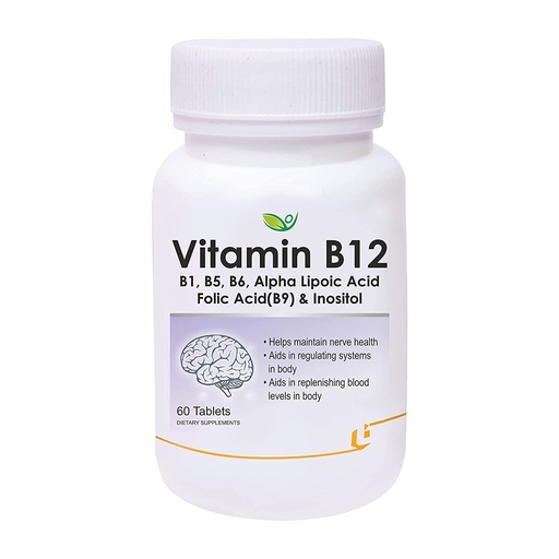 [BRSRMC35DEDWMCDO] Verem Nutraceuticals Vitamin B12 with B1, B5, B6, B9(Folic Acid), Alpha Lipoic Acid ALA & Inositol Supplements | Energy Management | Antioxidant | 60 Tablets