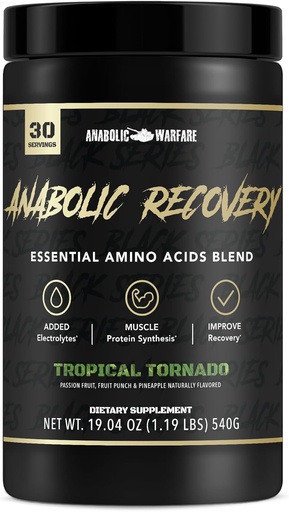 [BRSW2BQYOUFGO3LA] Anabolic Recovery, Ефірні амінокислоти, після тренування, Premium Hydration, Побудувати м'язи* (Тропічний торнадо, 30 сервірування)