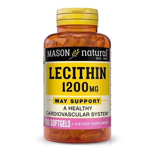 [BRSWGYI7CQHQADL7] MASON NATURAL Lecithin 1200 mg - Healthy Cardiovascular System, Promotes Liver and Reproductive Health, 100 Softgels