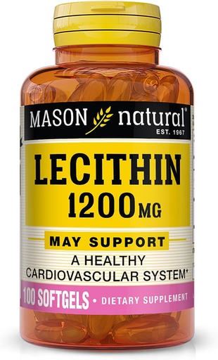 [BRSWGYI7CQHQADL7] MASON NATUURLIJKE Lecithin 1200 mg - Gezond hart- en vaatstelsel, bevordert lever en reproductieve gezondheid, 100 Softgels