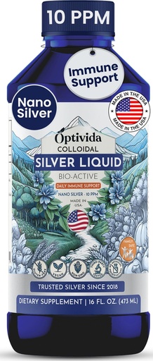 [BRSRAZY2BAMRMYIV] Optivida Health Nano Colloidal Silver Liquid (1 LB) – Immune Support Supplements with Silver Hydrosol, Liquid for Immune Support, Colloidal Silver for Immune System, 10 PPM.