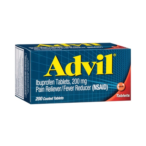 [BRSWIYQQBB4RWF3I] Advil Pain Reliever and Fever Reducer, Pain Relief Medicine with Ibuprofen 200mg for Headache, Backache, Menstrual Pain and Joint Pain Relief - 200 Coated Tablets