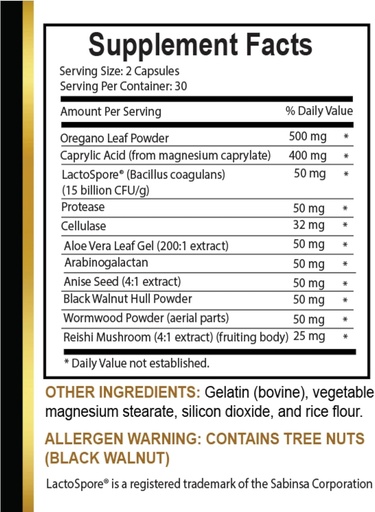 [BRSRAZL7DF5AEAI3] Una barreja potent de Botanicals Canda Elec complex de suport als sistemes de salut, amb l'àcid Oregono i Caprylic, Canda Clearse amb Probiòtics, All Natural - 1 ampla 60 Capules