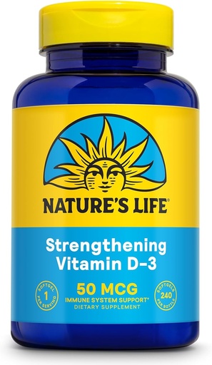 [BRSWIYQECQMAACDM] Fortalecer la vida de la naturaleza Vitamina D3 2000 UI (50 mcg) - Vitamina D - Sanidad de los huesos y suplemento de apoyo inmunitario - Softgeles fáciles de cambiar - Garantía de 60 días, Laboratorio Verificado - 240 Servimientos, 240ct