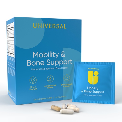 [BRSROCYDB4AWYH37] Mobility & Bone Support Daily Multivitamin - 12-in-1 Bone, Knee, Cartilage, Ligament, Joint Supplement for Women and Men, Collagen, Turmeric, Glucosamine Chondroitin MSM Capsules - 30 Vitamin Packs