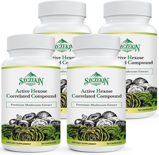 [BRSRMHQQCV5R4ADP] Active Hexose Correlated Compound 1500 mg Supplement, Natural 8 Mushroom Extract Supplement, Immune System, Liver Function, Natural Killer and T Cells Activity, 360 Veggie Capsules
