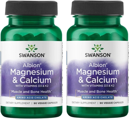 [BRSWGAAKDEBBY2QY] Swanson Albion Chelated Magnesium & Calcium 2:1 90 Veg Capsules (2 Pack)
