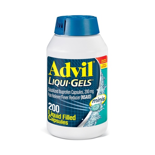 [BRSWGEI7DENB4A3V] Advil Liqui-Gels minis Pain Reliever and Fever Reducer, Pain Medicine for Adults with Ibuprofen 200mg for Pain Relief - 200 Liquid Filled Capsules