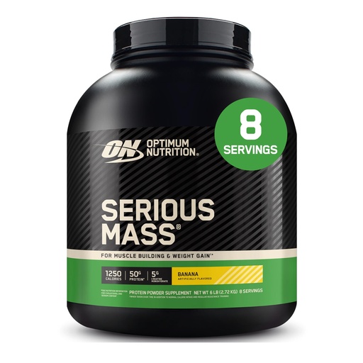 [BRSWIY34CF4GYCTY] Optimum Nutrition Serious Mass, Weight Gainer Protein Powder, Mass Gainer, Vitamin C and Zinc for Immune Support, Creatine, Banana, 6 Pound (Packaging May Vary)