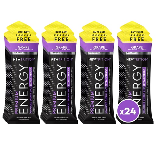 [BRSROYIPOZ7AOG34] NewTrition® Extra Indarra Shots, 250mg Caffeine Energy Shots B bitamina eta Aminoazidoekin, Sugar-Free Bitamina Energia Shot, 1.7 fl oz (Pack of 24, Grape)