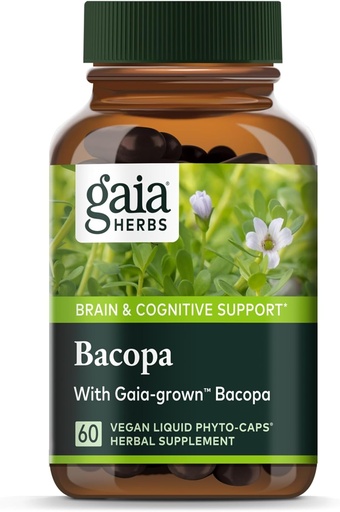 [BRSWGAQNPN6QK3DH] Gaia Herbs Bacopa - Brain and Cognitive Supplement Herbal - Made with Bacopa (Bacopa Monnieri) to Help Support a Thring Mind - 60 Vegan Liquid Fito-Capsules (Până la 60-Day Supply)