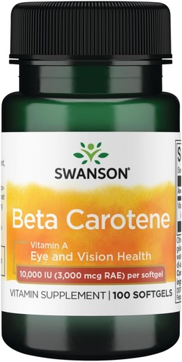 [BRSWIYYZCAMWKALA] Swanson Beta-Carotene (Vitamin A) Skin Eye Immune System Health Antioxidant Support 10000 Iu (3000 mcg) 100 Softgels