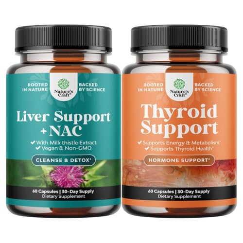[BRSROCT4BBYBAA35] Bundle of Liver Support NAC Supplement with Milk Thistle Extract, N Acetyl Cysteine and Artichoke, and Herbal Thyroid Support Complex - Potent Kelp Iodine for Hormone Balance - Mood & Energy