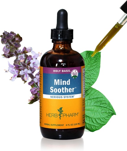 [BRSWYEI6A4MWKDLV] Herb Pharm Mind Soother: Holy Basil: Liquid Kava dodatek k podpoře klid a relaxace, stabilizační podpora pro nervový systém, Made with Noble Kava & Levender Flower, Vegan, gluten- Free, 4 oz *