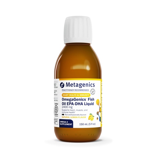 [BRSWKGAHOJ6QGCDI] Metagenics OmegaGenics EPA-DHA 2400 mg - High Potency Liquid Fish Oil Supplement for Heart Health & Immune Support* - Sustainably Sourced - Lemon Flavor - Non-GMO & Gluten-Free - 30 Servings