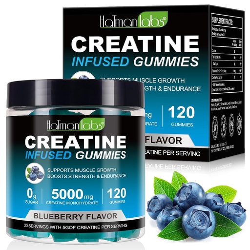 [BRSRAHQLOIPQYCTL] Creatine Gummies for Men & Women - 120 Count, 5000mg Creatine Monohydrate, Zero Sugar, Muscle Growth & Strength Booster, Pre-Workout Energy Supplement