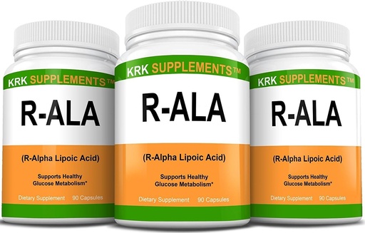 [BRSWI2QOOEOBOH32] 3 Bottles R-ALA R-Alpha Lipoic Acid 200mg 270 Total Capsules