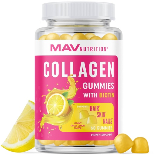 [BRSWGFQEOACBMGT6] Collagen Gummies for Women | 200mg Hydrolyzed Collagen + 2500mcg Biotin, With Vitamin C, E & Zinc | Anti Aging, Hair Growth, Skin, Strong Nails | Non-GMO Gummy Vitamin Supplements | 60 Count