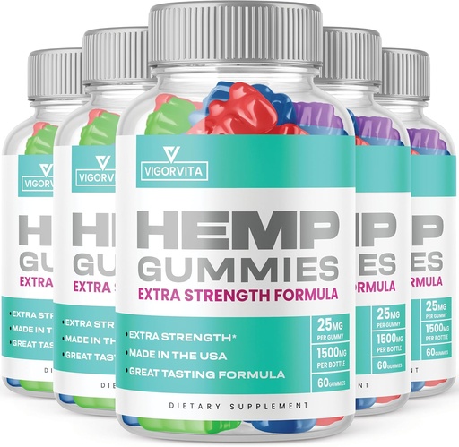 [BRSROHQEOV5RO3AZ] (5 Pack) Vigorvita Gummies - Virallinen Formula - Vigor Vita Gummies Extra Strength Gummy with Hemp Extract, Vigorvita Gummies for Health, Vitgorvital Gummies, Vigoritagummies New 2023 (300 Gummies)