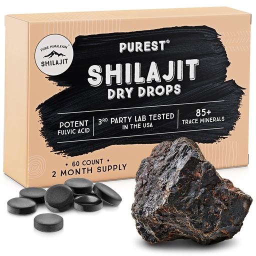 [BRSWGAI2BEBBODLV] Pure Himalayan Shilajit | 100% Pure Natural Shilajit Grade A Max Potency 85+ Trace Minerals & Fulvic Acid | 3rd Party US Lab Tested | Dry Drops | 12g (60ct)