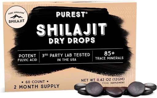 [BRSWGAI2BEBBODLV] Pure Himalayan Shilajit Dry Drops, 100% Pure Natural Shilajit, Grade A, Max Potency 85+ Clean Trace Minerals & Fulvic Acid for Energy, Metabolism & Immune Support Supplement for Men & Women (60 tabs)