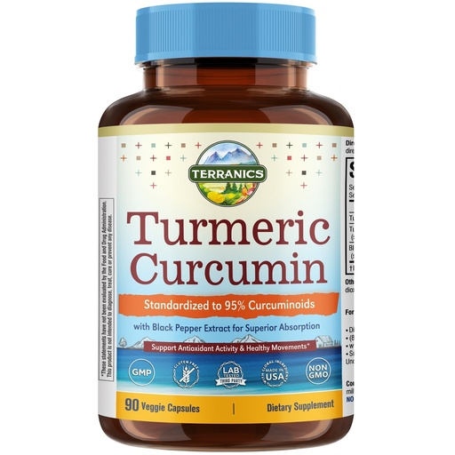 [BRSW2GQDCBYWCCT5] Turmeric Curcumin Supplement 1800mg, with Black Pepper 15mg for Maximum Absorption, 95% Curcuminoids, Mobility & Antioxidant Support, Made in USA, Non-GMO, No Gluten, 90 Vegan Capsules