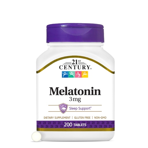 [BRSWIYQZCAORUF3A] 21st Century Melatonin 3mg Gentle Strength Tablets, 200 Count, Sleep Aid for Adults, Promotes Relaxation & Restful Sleep, Non-Habit Forming, Gluten-Free, Non-GMO